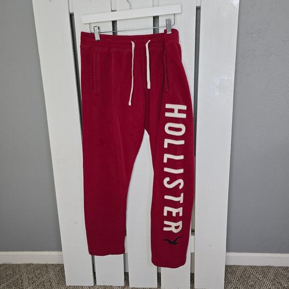 Hollister Women's Spellout Pull On Red Tapered Sweatpants Medium Lounge Y2K‎ - Picture 1 of 11